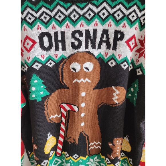 Celebrate Together Gingerbread Man SNAP Ugly Christmas Sweater Men's XXL / 2XL - Picture 3 of 7